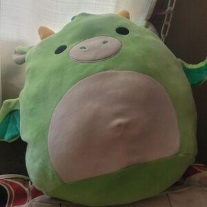 Green Plush Cow Pillow